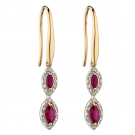RUBY AND 12 PAVE DIAMOND EARRINGS
